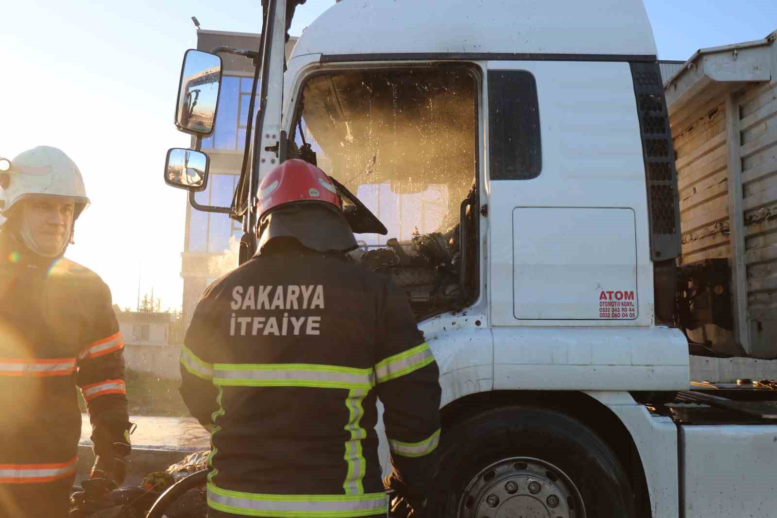 Park halindeki tır alev alev yandı
