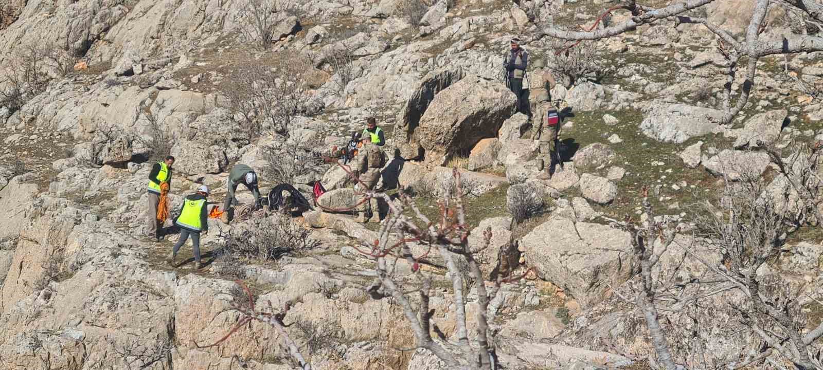 Siirt’te 4 gündür kayalıklarda mahsur kalan keçi kurtarıldı
