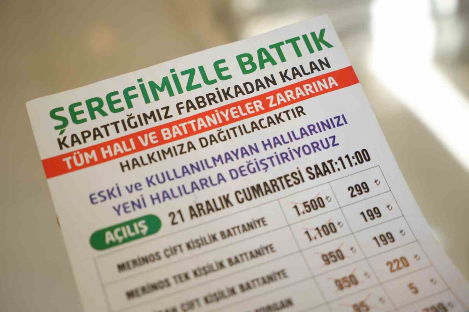 Şerefle batan fabrikanın malları
