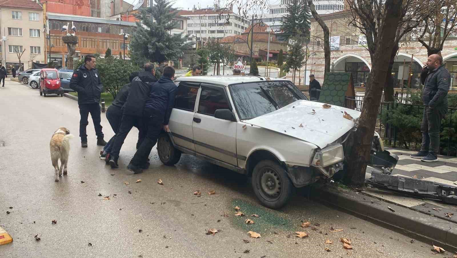 Köpeğe çarpmamak için ağaca çarptı
