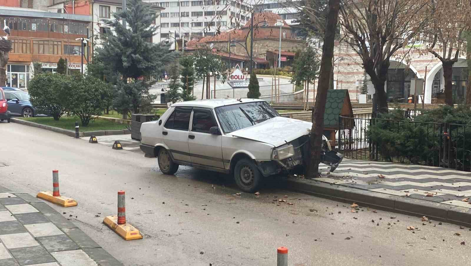 Köpeğe çarpmamak için ağaca çarptı
