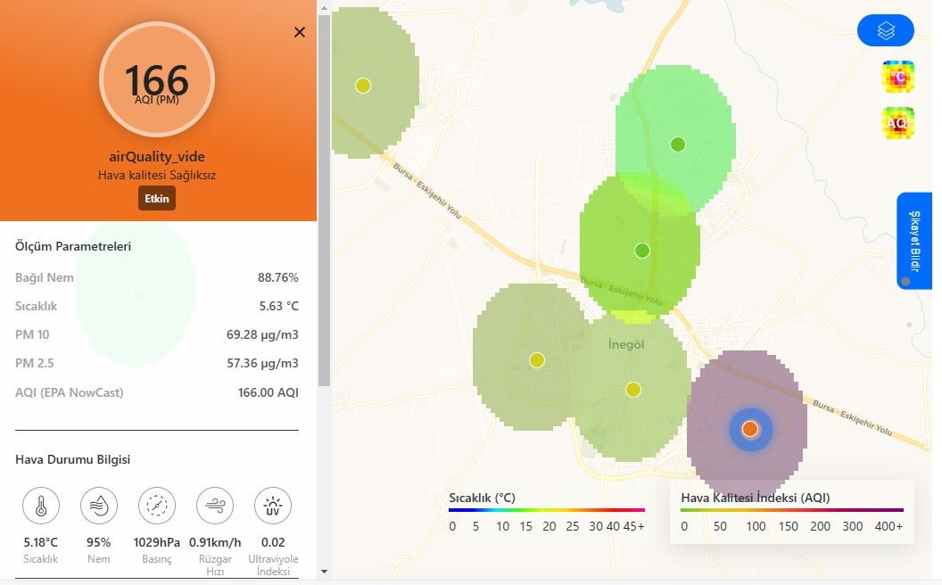 Bursa’nın hava kalitesi anlık takip edilebiliyor
