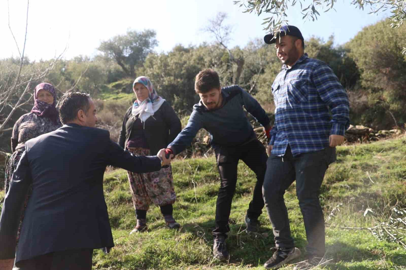 Başkan Arıcı zeytin hasadında üreticiler ve işçiler ile bir araya geldi
