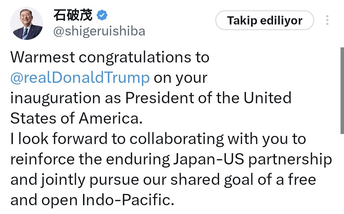 Japonya ve Güney Kore liderleri göreve başlayan ABD Başkanı Trump’ı tebrik etti
