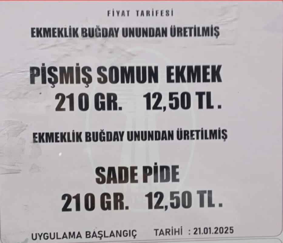 Adana’da 210 gram ekmek 12,5 lira oldu
