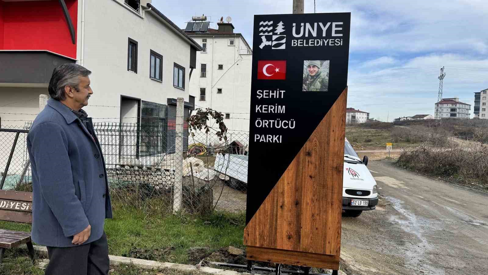 Şehit Kerim Örtücü’nün ismi, Ünye’de parka verildi
