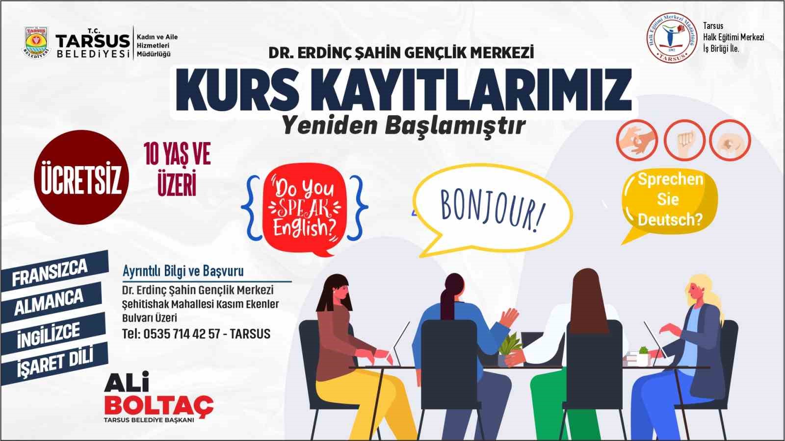 Tarsus Belediyesinden ücretsiz dil eğitimi fırsatı
